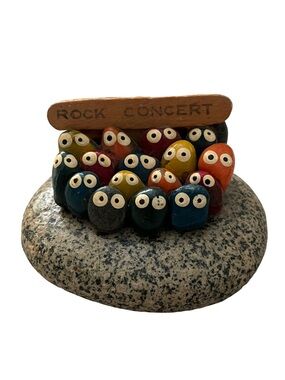Rock Concert Miniature Pebble Figurine - Colorful Audience
